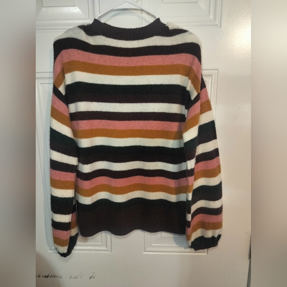 Madewell Striped Sweater in Pink, Green, and Brown - Picture 3 of 10